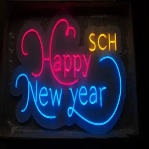 Happy New year 문구로 연말 모임과 새해 행사 인사를 전하는 happy네온사인